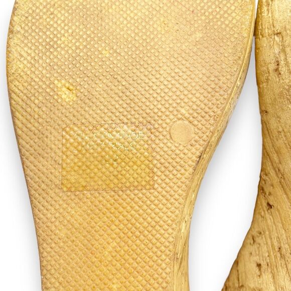 Lorenzo Chelini Taupe Faux Snakeskin Cork Wedge Sandal Thong Flip Flop Size 10 - Picture 13 of 16